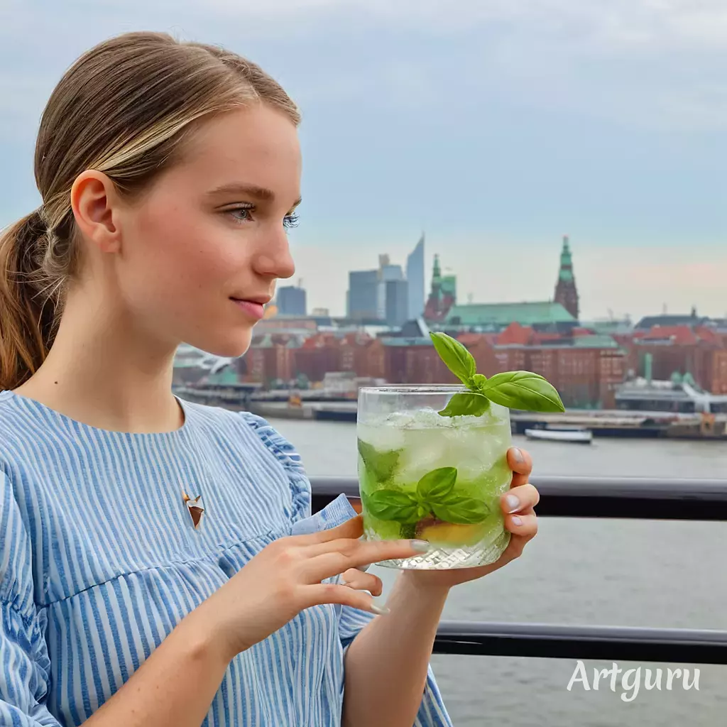 ragazza con Gin Basil Smash ad Amburgo