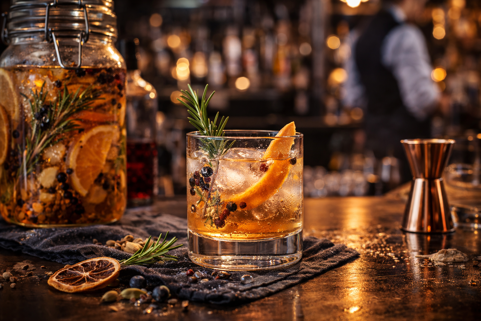 cold infusion cocktail con infusione a freddo servito al bar